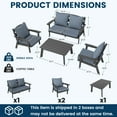 thumbnail image 3 of FOOWIN 4-Piece Patio Furniture Set, HDPE Outdoor Conversation Set with 4 Seating & Cushions, Perfect Patio Sofa Set for Garden, Porch, Backyard, Grey Frame with Grey Cushion, 3 of 7