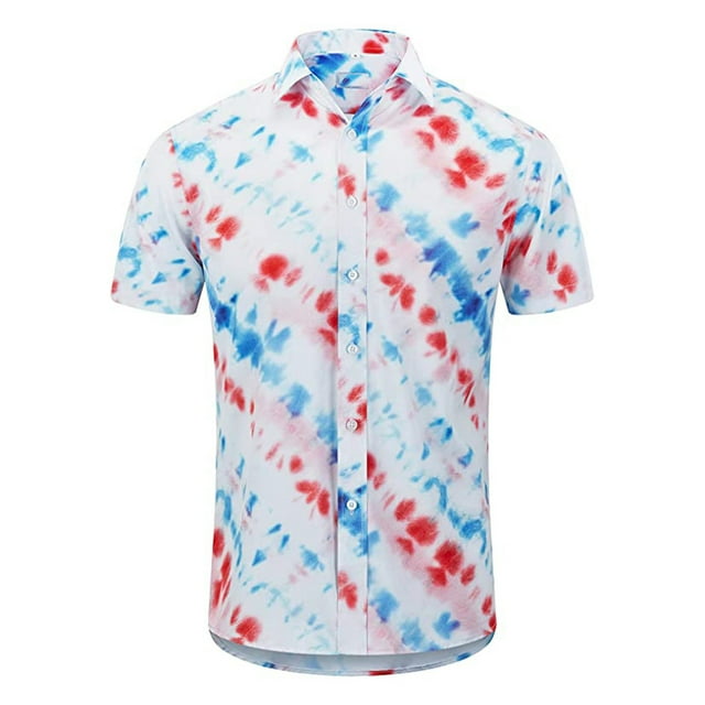 CEHVOM Mode Chemise Décontractée à Manches Courtes Imprimée à Col Rabattu pour Hommes