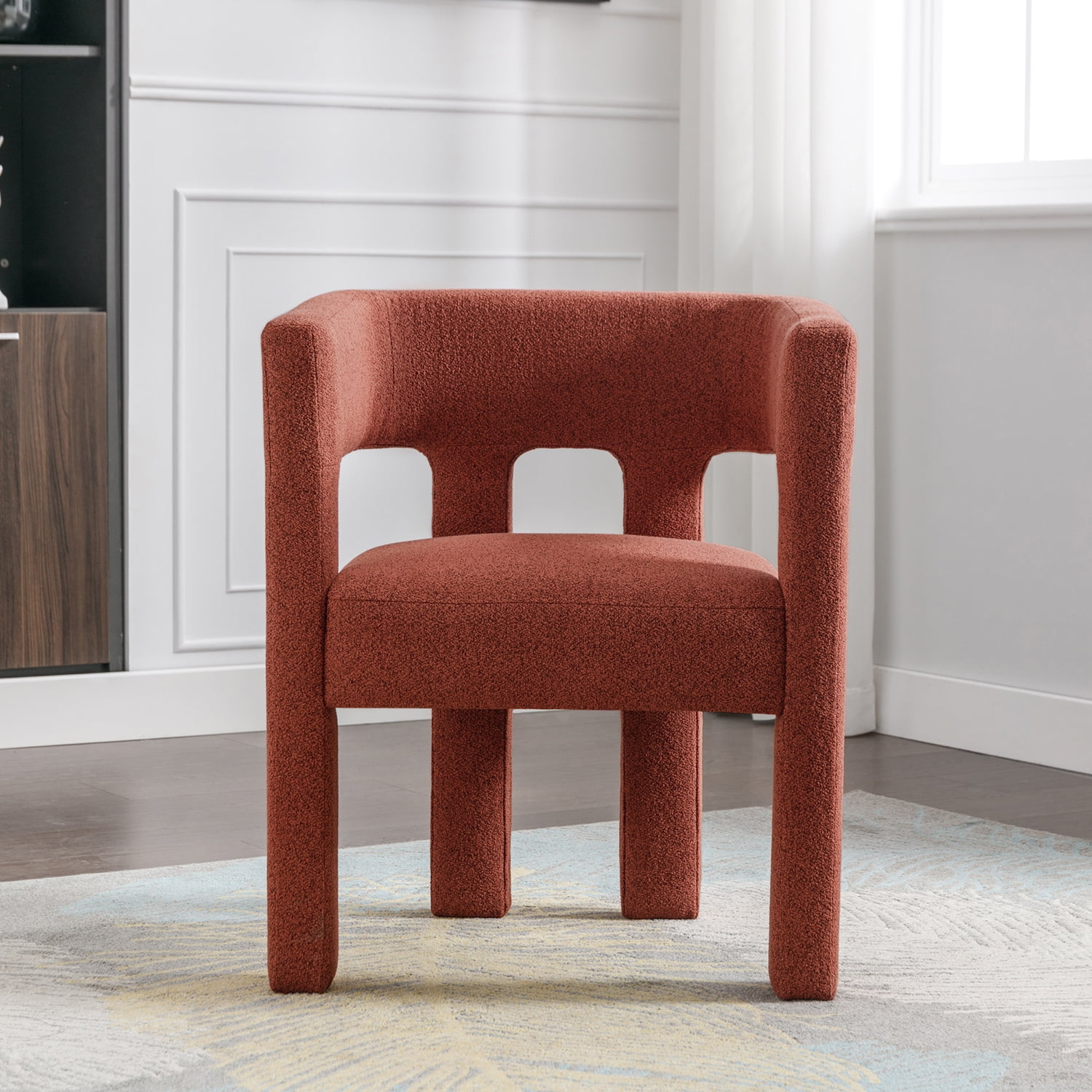 Kadyn Upholstered Accent Chair, Fabric Single Sofa Chairs for Living Room, Linen Armchair for Dining Room, Orange