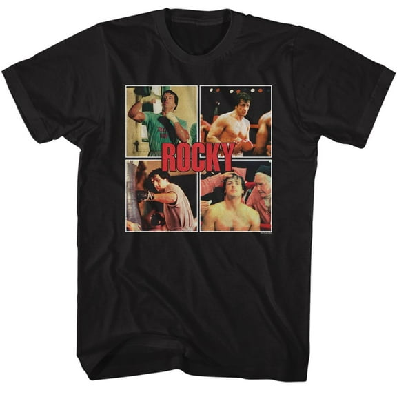 Rocky Multi Image Black Adult T-Shirt