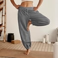 thumbnail image 2 of Sngxgn Pants for Women Elastic Waist Straight Leg Pants Casual Loose Comfy Lounge Trousers with Pockets(Grey,S), 2 of 8