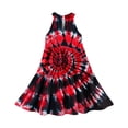 thumbnail image 4 of QTBIUQ Robe d'Été Colorée Imprimée Sans Manches à Col Rond avec Empiècements, Jupe Soleil, Bretelles, Poche, Ensemble Décontracté Quotidien Festival Fête Jeu Style Mignon (Rouge, 9-10 Ans), 4 of 6