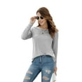 thumbnail image 3 of HOWCOME Fall Long Sleeve Side Split Casual Loose Tunic Womens Blouses, 3 of 5