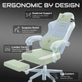 thumbnail image 5 of Dowinx Fabric Gaming Chair, Computer Office Chair with Pocket Spring Cushions and Lumbar Support, Ergonomic Massage Gaming Chairs with Footrest for Big and Tall, Green, 5 of 16
