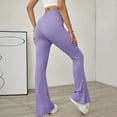 thumbnail image 5 of HUPOM Dress Pants Women Cargo Pants Trousers High Waist Rise Full Straight-Leg Purple L, 5 of 6
