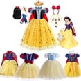 thumbnail image 2 of Vestido de Blancanieves de Disney para niñas, disfraz de princesa con capa, vestido de baile de encaje para Halloween, ropa de fiesta de cumpleaños para niños Fivean unisex, 2 of 2
