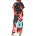 thumbnail image 2 of Sakkas Vicky Women's Casual Long Print Short Sleeve Petit Beach Maxi Caftan Dress - Print-1 - One Size, 2 of 5