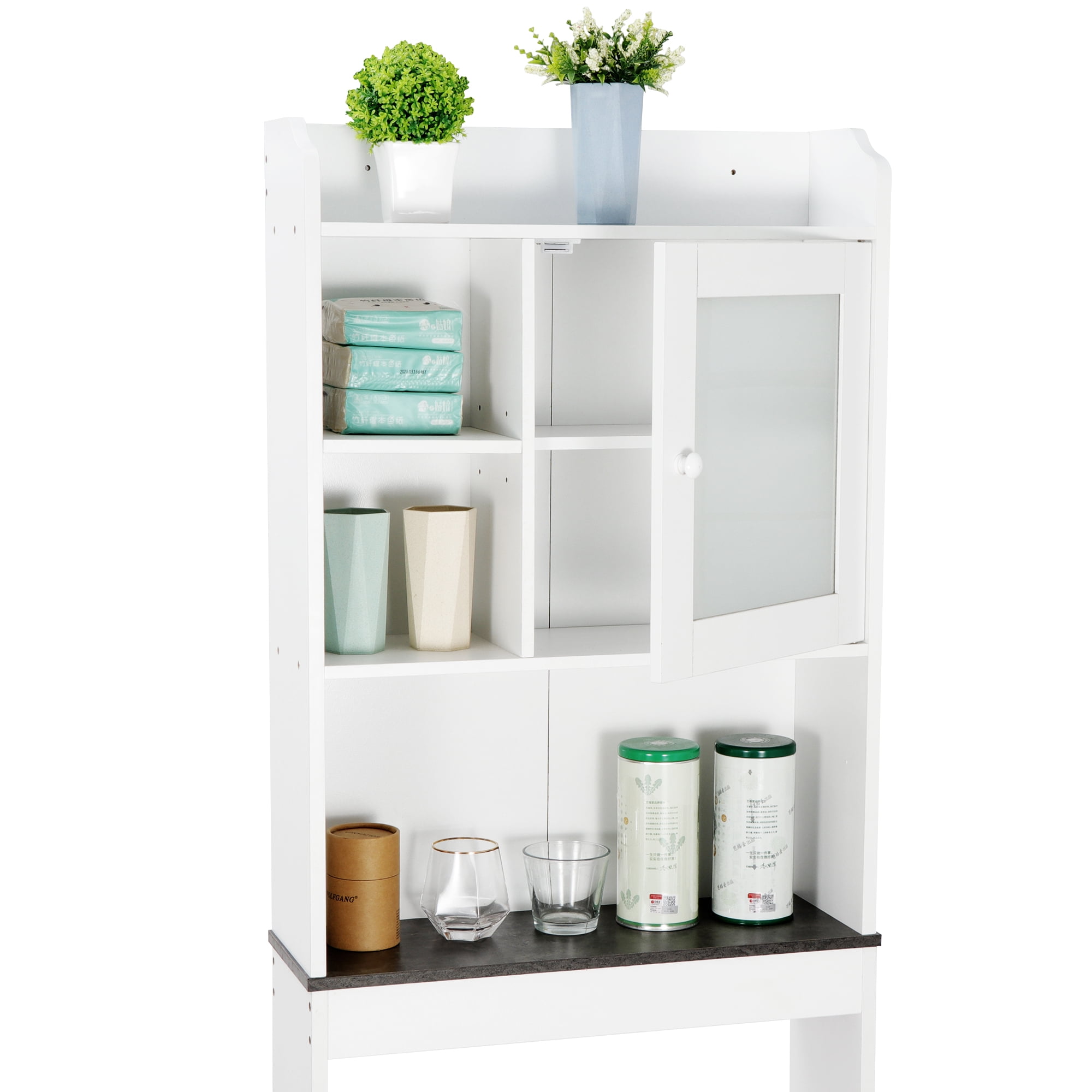 ZENY Over-The-Toilet 68.3"H Bathroom Storage Cabinet Wood Frame 3 Tiers, White