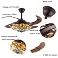 thumbnail image 5 of 42” Tiffany Style Retractable Ceiling Fan with LED Chandelier, 3-Color Change, Remote Control, 3 Speed Settings, Modern Acrylic & Copper Design for Bedroom and Living Room, 5 of 11
