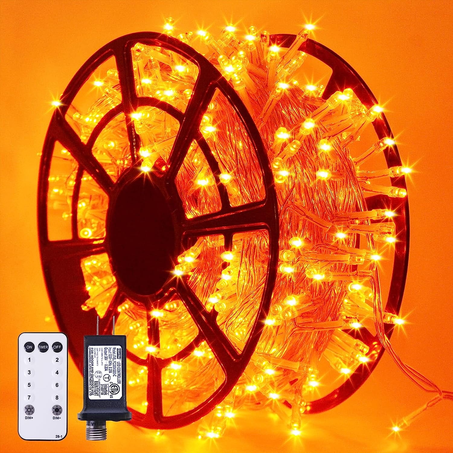 JMEXSUSS 600 LED Thanksgiving Lights Outdoor, 8 Modes Orange Christmas