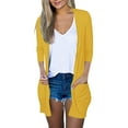thumbnail image 1 of Pompotops Blouse Décontractée pour Femme à Couleur Unie à Manches Trois Quarts avec Poche Cardigan Liquidation, 1 of 6