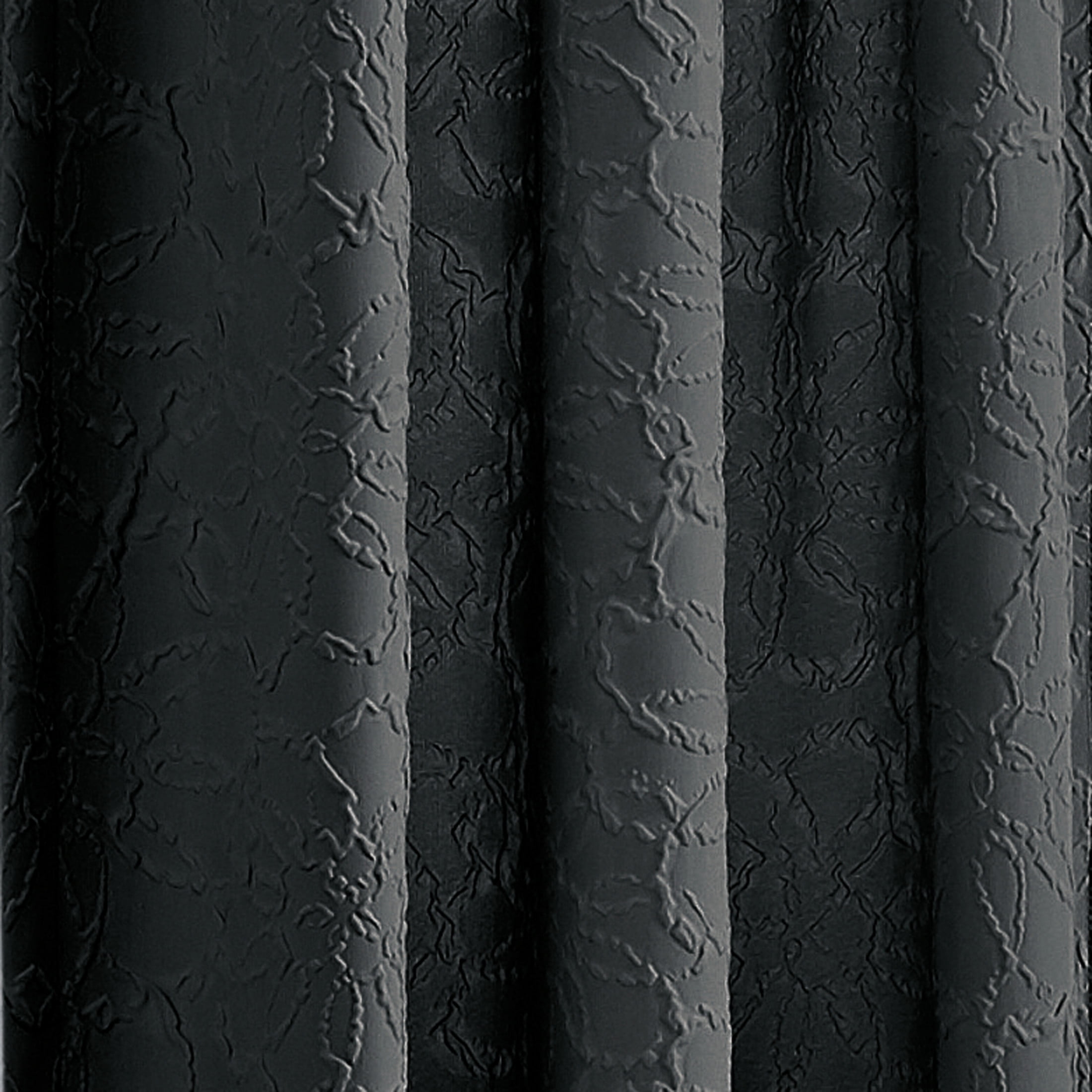 (2 pack) Mainstays Microsculpt Floral Rod Pocket Curtain Pair, Set of 2, Black, 37 in x 63 in