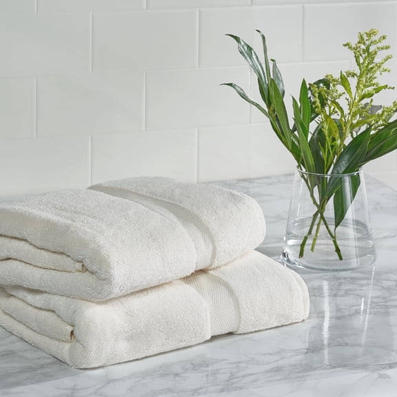 SAFAVIEH Super Plush Solid Bath Towel Set, 27" x 54", Ivory, Set of 2