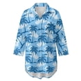 thumbnail image 4 of Xoenoiee Blue Palm Tree Cloud Print Women's Long Sleeve Shirt Button Down Tunic Dresses Beach Cover-ups Curved Hem Oversized Blouse Tops with Pockets, 2XL, 4 of 7