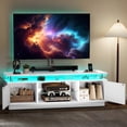 thumbnail image 2 of Dextrus LED TV Stand with Mount & Power Outlet, Height Adjustable TV Mount for 75/65/60 inch TVs, White, 2 of 6
