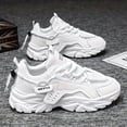 thumbnail image 2 of Thick Sole Pure White Men's Shoes Black Sports Casual Fashionable Men's Sneakers - Breathable Mesh, Non-Slip PVC Sole, Lace-up, All-Season, 2 of 9