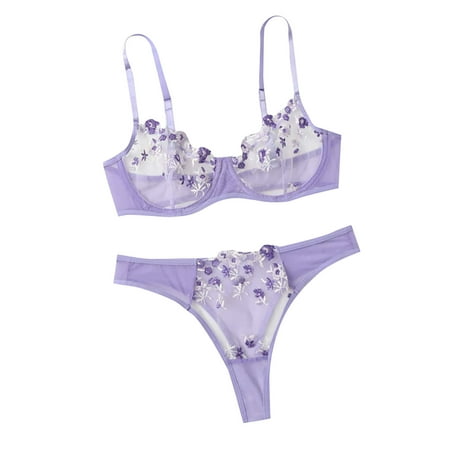 

EKOUSN Lingerie Lace Babydoll 2 Piece Sexy Bra and Panty Sets