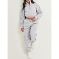 thumbnail image 2 of Liacowi Women Sweatsuits Sets 2 Piece Outfits Solid Color 1/2 Zipper Cropped Hoodie Sweatshirt and Sweatpants Long Joggers Streetwear, 2 of 9