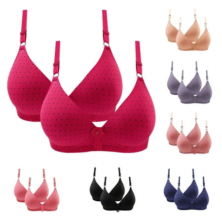 Fesfesfes Bras for Women Wireless 2PC Bras For Women Embroidered Comfortable Breathable Bra Underwear Bras