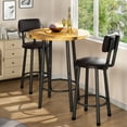 thumbnail image 3 of Furlinkhm 3 Piece Pub Dining Set, Modern Bar Table and Stools for 2 Kitchen Counter Height Wood Top Bistro Easy Assemble for Breakfast Nook Living Room Small Space Restaurant, Rustic Brown, 3 of 9