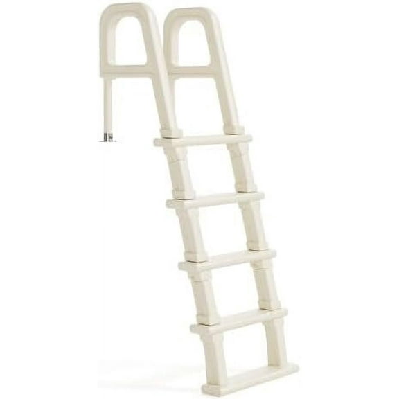 GFNXYI 5-Step PE Pool Ladder Above Ground, Heavy Duty Safety Deck Ladder, Anti Slip Plastic Step for Inground Swimming Pool 48in to 54in(Ivory)
