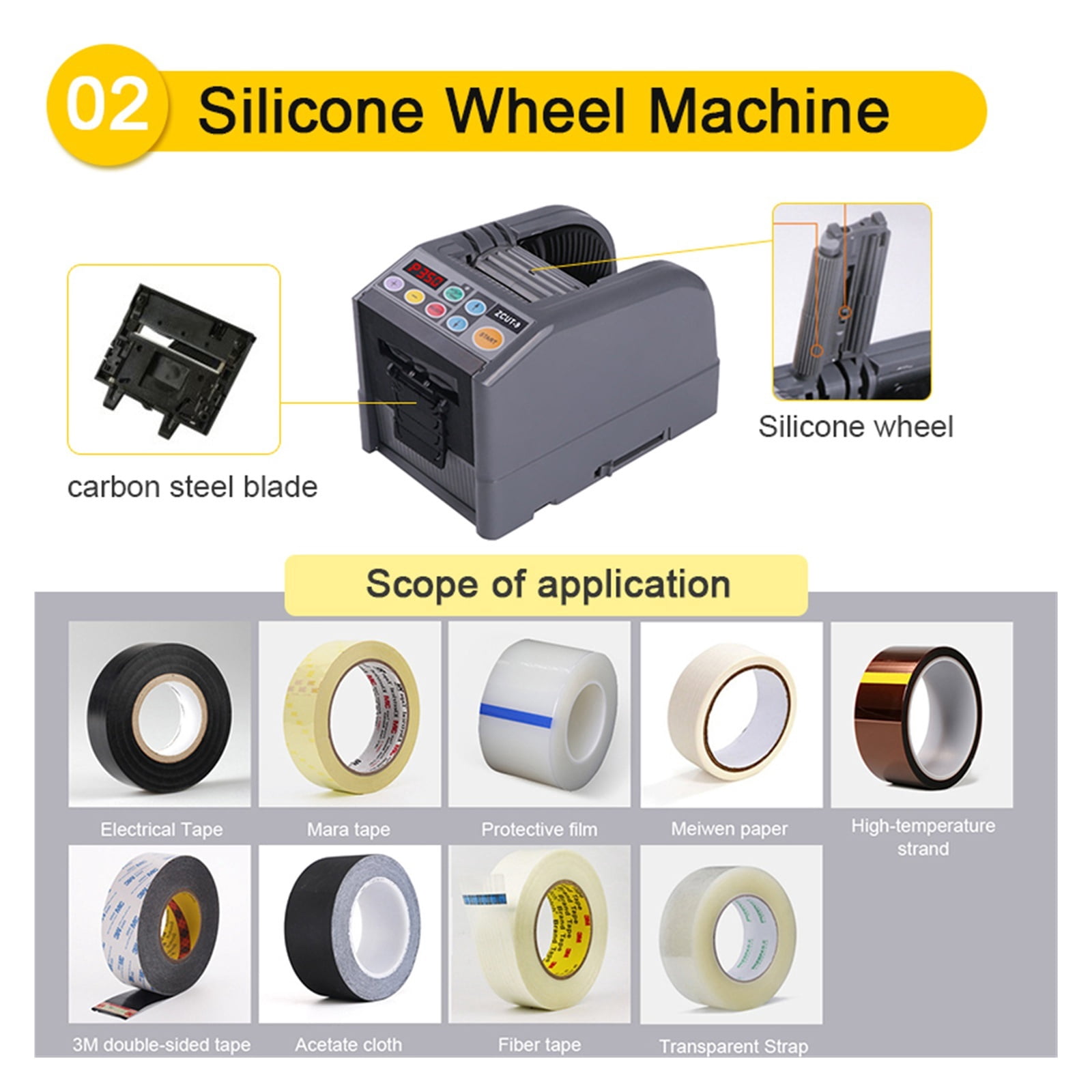 Automatic Tape Dispenser Cutting Machine 6-60mm Adhesive Ribbon Intelligent Double Sided Cutter