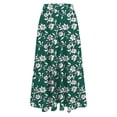 thumbnail image 5 of Women's Long Skirts, Boho Floral Printed Elastic High Waist Flowy Maxi Skirt Tennis Skirt Women Green S, 5 of 5