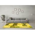 thumbnail image 3 of Ahgly Company Machine Washable Indoor Rectangle Patchwork Yellow Transitional Area Rugs, 7' x 10', 3 of 4