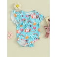 thumbnail image 3 of Suealasg Infant Baby Girls Easter Bodysuits Short Sleeve Crew Neck Bunny Print Jumpsuit Newborn Summer Rompers Clothes 0-18 Months, 3 of 9