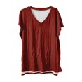 thumbnail image 5 of Red Women's Short Sleeve T-shirt, Womens Summer Daily Casual V Neck Shirts Short Sleeve Tops Blouses Loose Fit Shirt,Women's Short sleeve T-shirt L, 5 of 5
