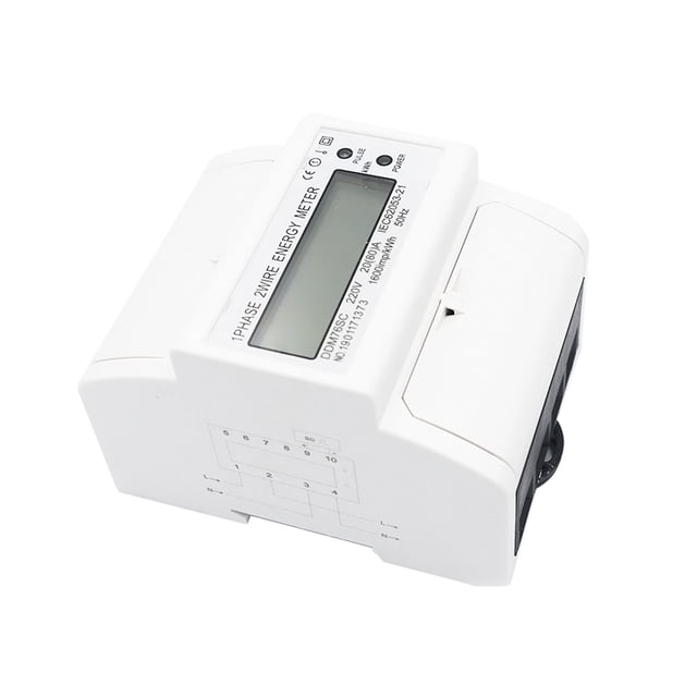 Scienceny Caja de plástico 35mm 5-80A Carril DIN Medidor de energía eléctrica Indicador 220V / 230V Pantalla LCD Consumo de energía Monofásico Herramientas eléctricas Scienceny TO008270-00