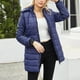 thumbnail image 2 of Gibobby Chaquetas de plumón para mujer, Chamarra de invierno plegable brillante para mujer, ultraligera, de plumón largo, chamarra con cierre completa(Azul,XG), 2 of 5
