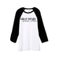 thumbnail image 1 of Great Minds Drink Alike Unisex 3/4 Sleeves Baseball Raglan T-Shirt Tee White Black X-Small, 1 of 4