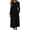 Black, variant on Women's Crew Neck Long Sleeve Midi Dresses Gathered Waist Casual Dress with Pockets Cuffed Sleeves Relaxed Fit Daily Dresses