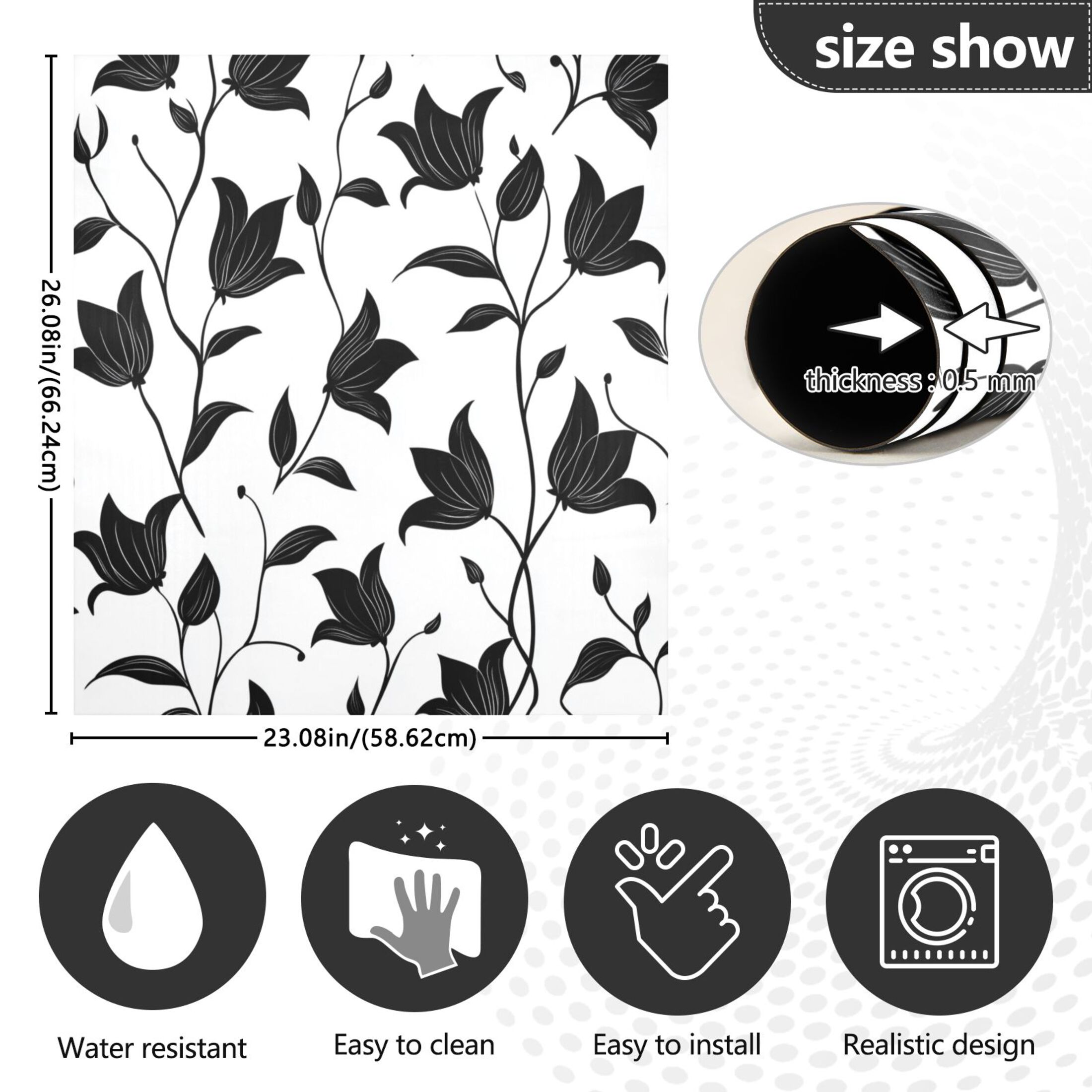 Dishwasher Magnetic Sticker 23x26 Inch Refrigerator Magnetic Sticker Washing Machine Magnetic Sticker Kitchen Panel Magnetic Sticker Home Decor Black Cartoon Flower