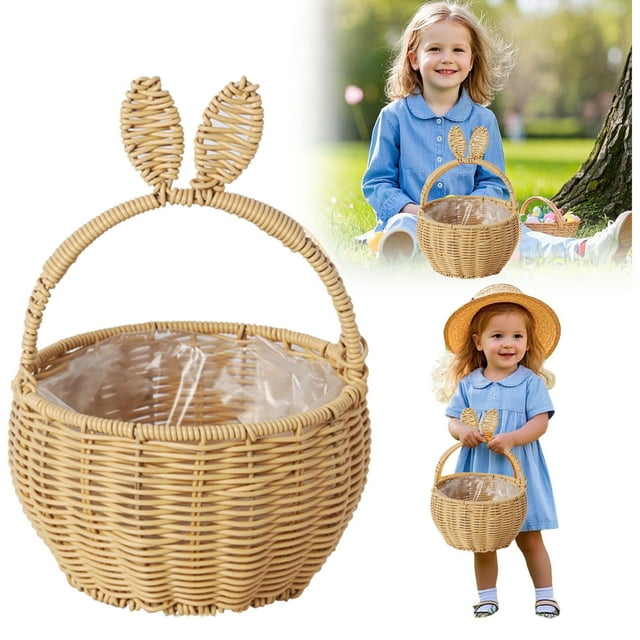 Handwoven Rattan Tote Organizer for Home Kitchen Pantry and Garden Storage