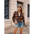 thumbnail image 4 of Women'S Button Down Flannel Shirts Shacket Long Sleeve Collared Business Casual Tops Work Blouses Yellow L, 4 of 8