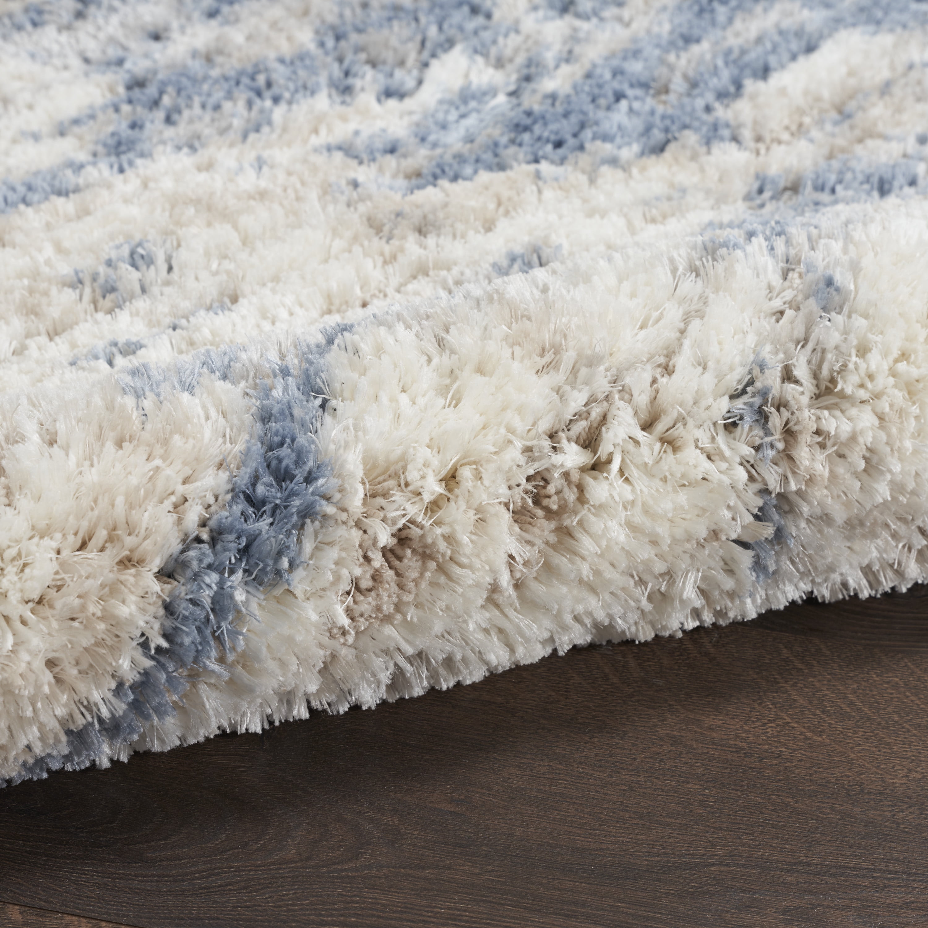 Nourison Luxurious Shag Light Blue Grey 4' x 6' Area Rug, Abstract, Plush, Bed Room, Living Room, Dining Room, Kitchen, Easy Cleaning, Non Shedding,
