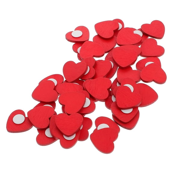 EZPXFCI 100Pcs Heart Shaped Wooden Stickers Adhesive Labels For Scrapbooking DIY Crafts Card Making For Valentine's Day Weddings