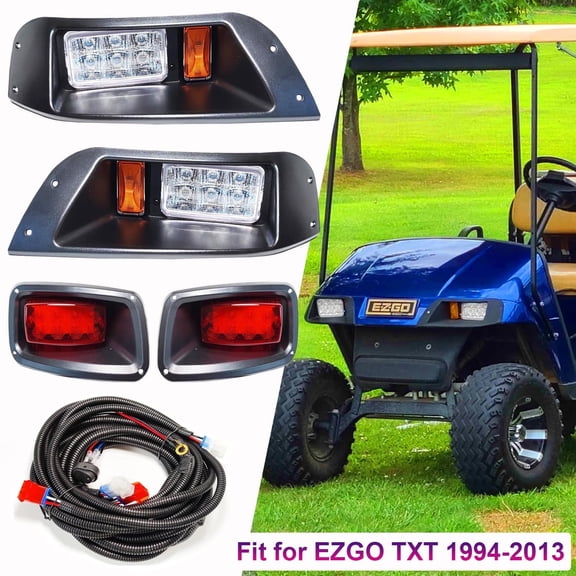 Golf Cart Light Kit for EZGO TXT (1996-2013) 12V LED Street Legal Headlights & Tail Lights Accessories with Wiring Harness Fits Gas & Electric Golf Cart