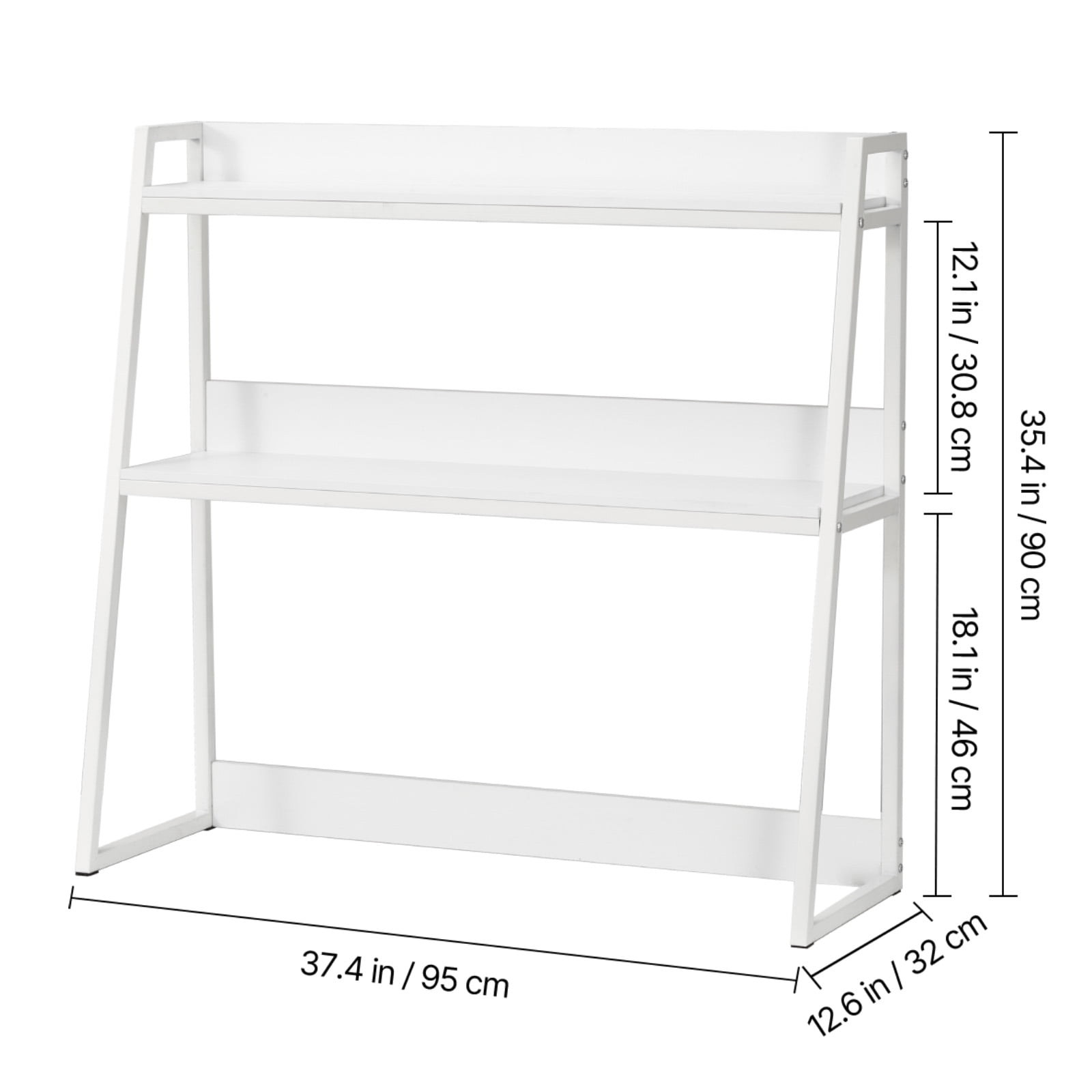 KFFKFF Tabletop Storage Racks, 2-Layer Desk Storage Solution, Holds up to 66lbs, 37.4" x 12.6" x 35.4", Office Desk Display Rack with Anti-Skid Foot Pads