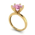 thumbnail image 2 of Solitaire Engagement Ring for Women - 3ct Simulated Pink Diamond in 14K Yellow Gold Promise Ring, 2 of 6