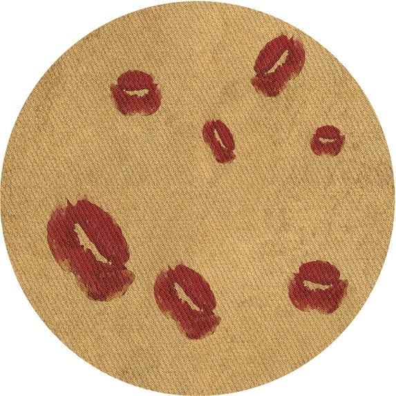 Ahgly Company Indoor Round Patterned Beer Orange Area Rugs, 3' Round
