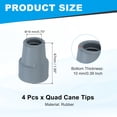 thumbnail image 2 of Quad Cane Tips 3/4 Inch, 4 Pcs Replacement Foot for Standing Stick Women Men Seniors, Gray(Style 2), 2 of 7