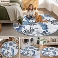 thumbnail image 6 of Summer Marine Life Round Living Room Rugs 7 ft, Ocean Watercolor Seahorse Coastal Corals Washable Area Rug with Non-Slip Sturdy Edge Binding Round Carpet for Kitchen Office Bedroom, 6 of 9