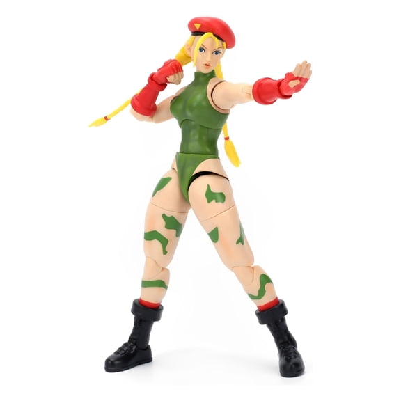 Jada Toys Street Fighter II Cammy Action Figure - 1:12 Scale Collectible, Includes Interchangeable Heads, Hands, and Accessories , Ages 13