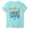 thumbnail image 3 of Jinhomg Funny Hanukkah Shirt for Women Cute Love And Light Chanukah Tees Lightweight Comfy Short Sleeve Menorah Celebration Tops Light Blue S, 3 of 4