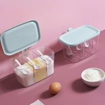 AYktou Multi Compartment Spice Jars with Spoons, Household Kitchen Seasoning Boxes Large Capacity Transparent Spice Organization for Cabinet, Seasoning Organizer Storage Container