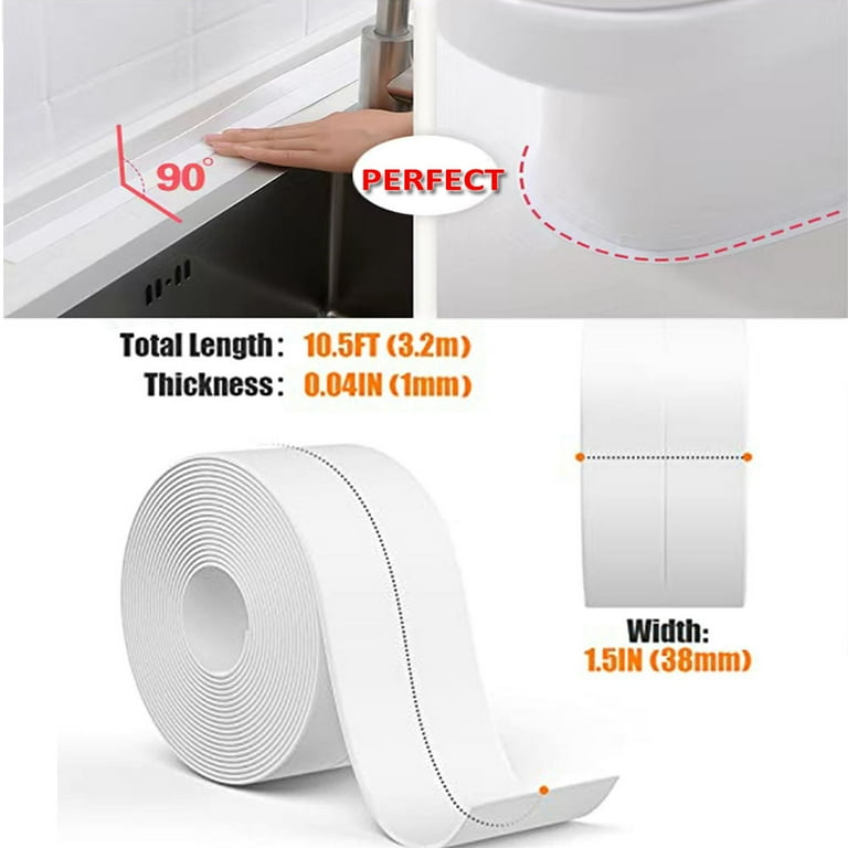 1 Roll Bathroom Shower Tub Sealing Tape, White PVC Self-adhesive Waterproof  Wall Sticker Suitable For Bathrooms, Sinks, Bathtubs, And Toilets