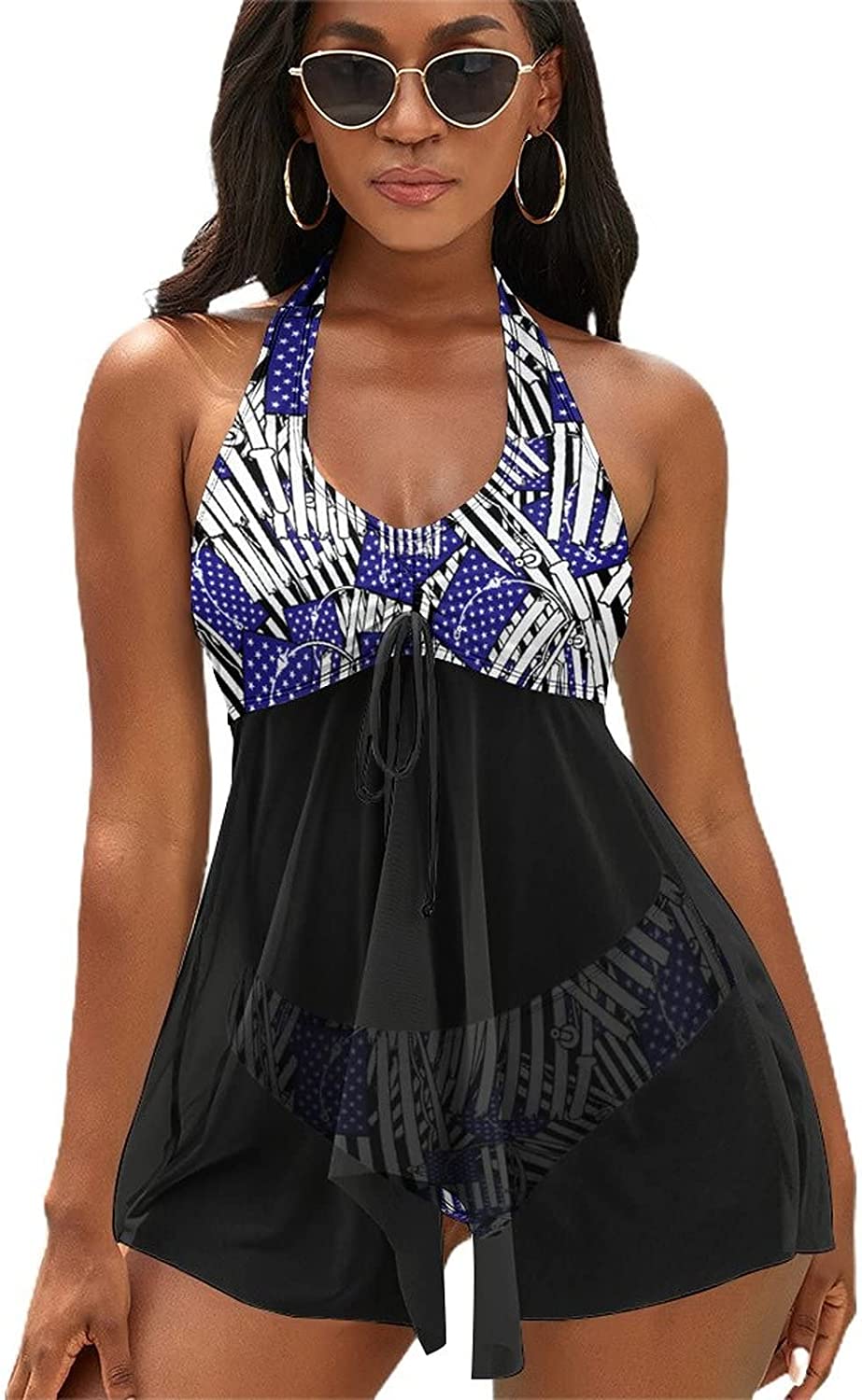 American Fishing Rod & Hook Flag Women Two Piece Bikini Sets with Cover